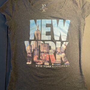 New York & Company Graphic Tee – Skyline Print, Size M